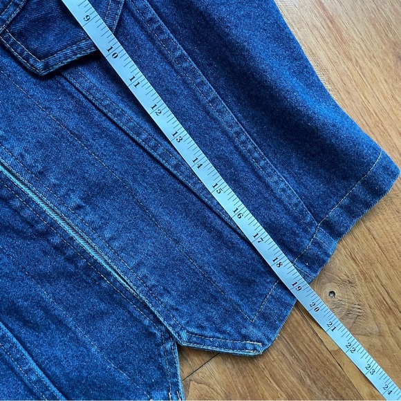Vintage Blue Medium Wash Denim Western Cotton Open Front Vest size Medium - Picture 10 of 12